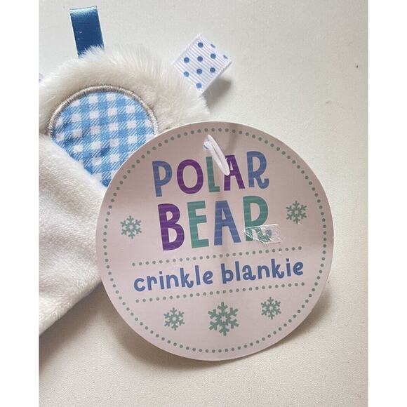 Make Believe Ideas Lovey Snuggables Polar Bear Crinkle Blankie Baby Toy NWT - Picture 2 of 5